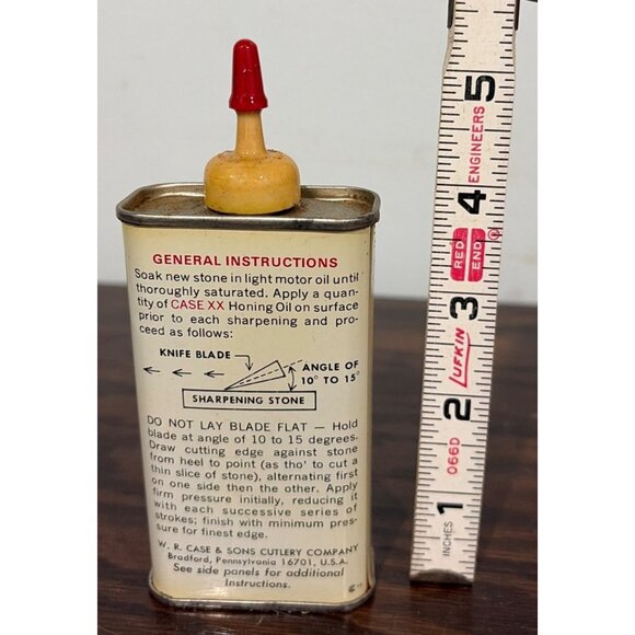 VTG Case XX Honing Oil 4fl.oz. Tin Dropper Cap Worlds Finest Cutlery Mfg - Picture 2 of 6